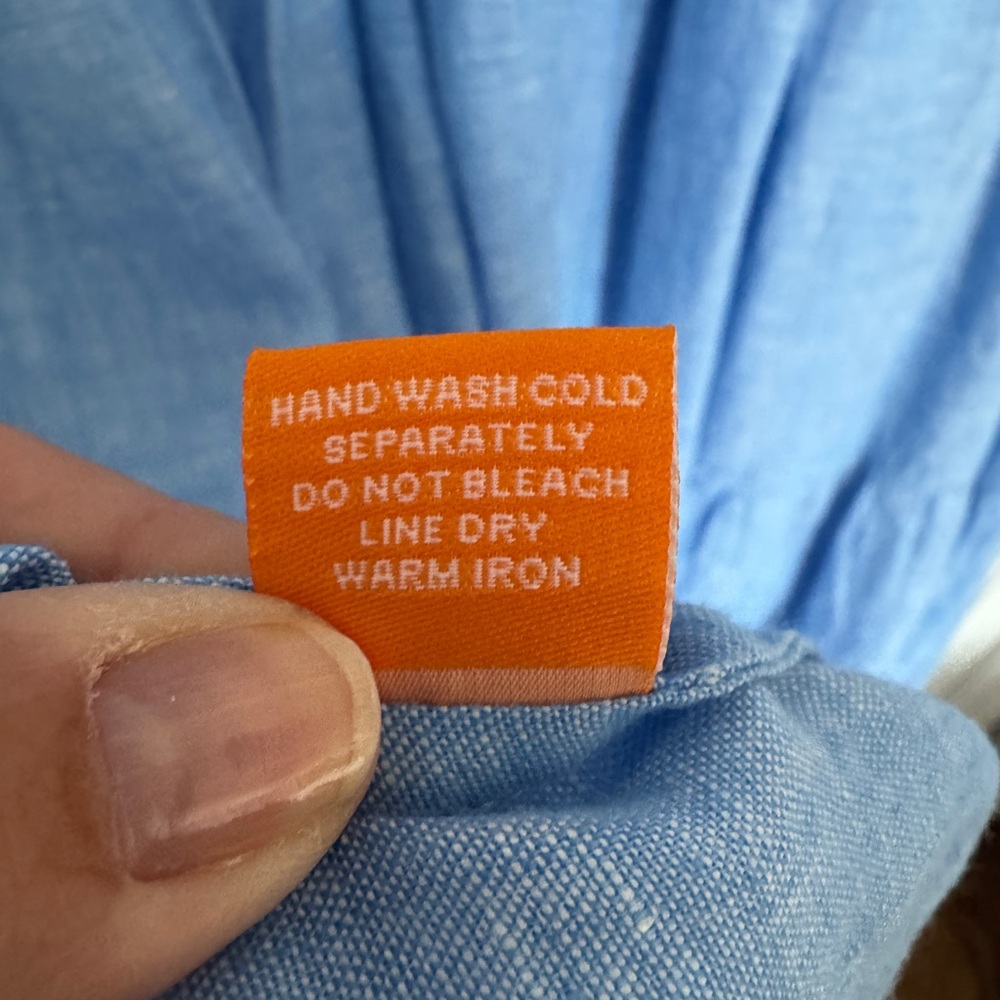 Oliphant Light Blue Tiered linen Maxi Dress with Flutter Sleeves like new. - Picture 5 of 5